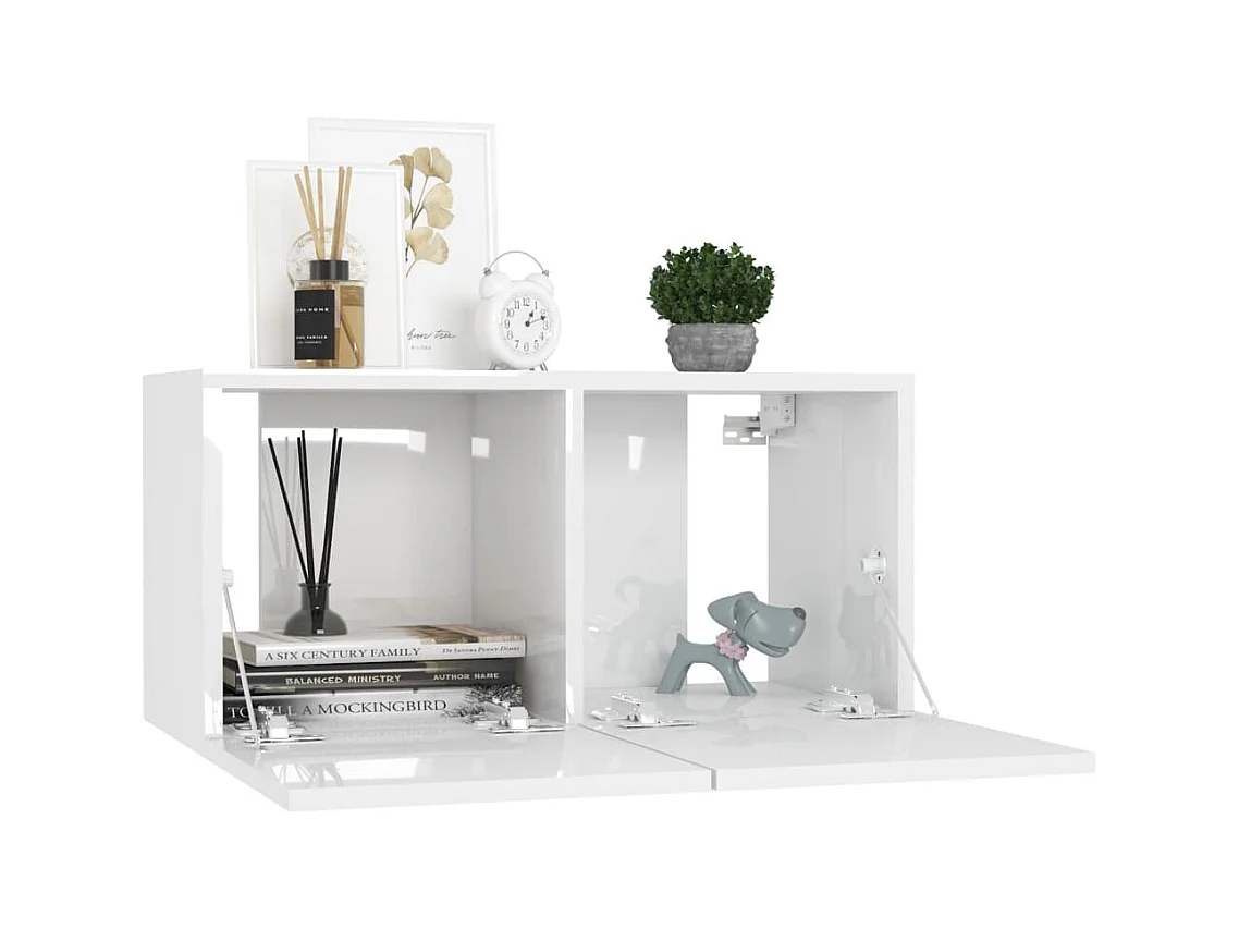 Set di Mobili Porta TV 6 pz Bianco Lucido in Legno Multistrato