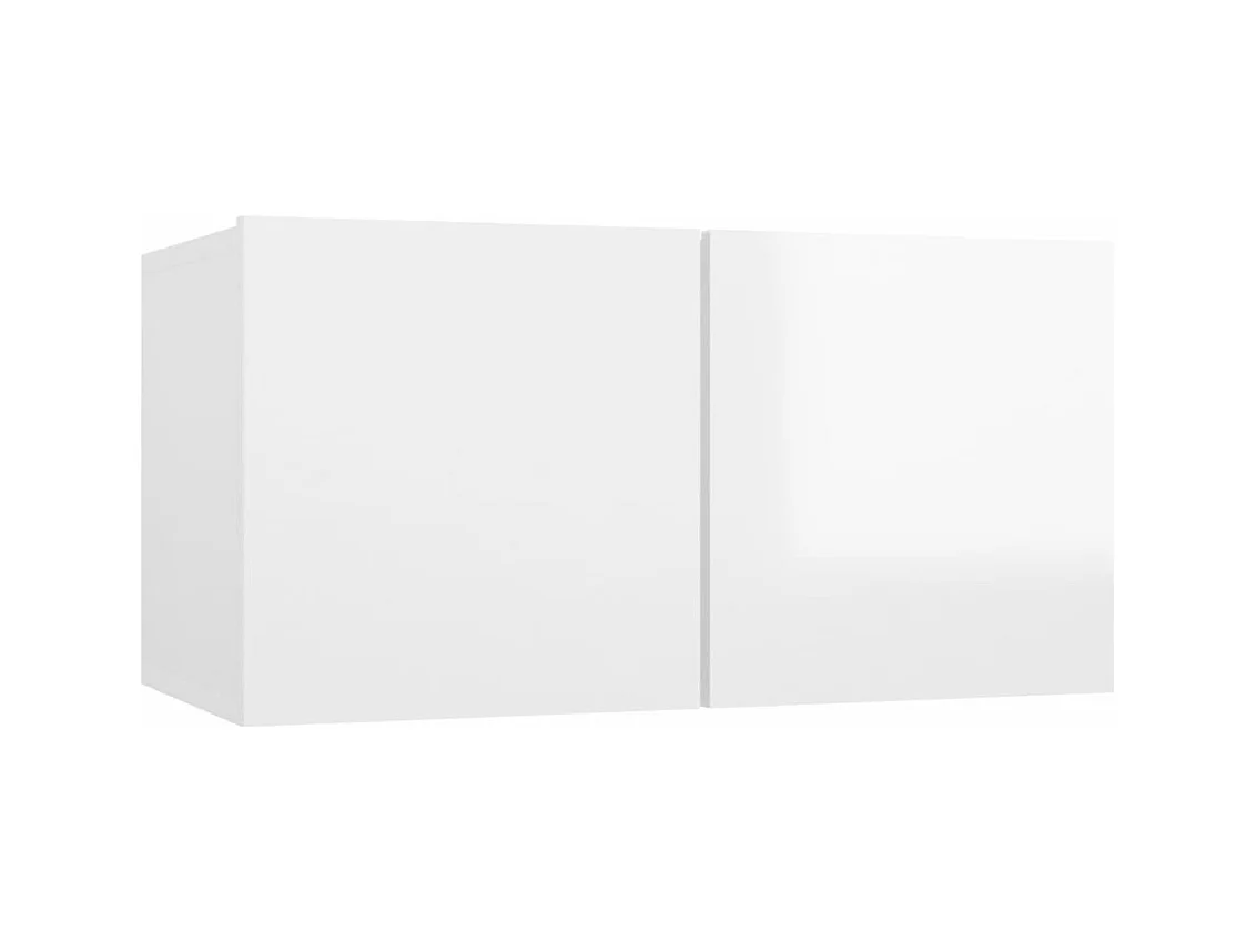 Set di Mobili Porta TV 6 pz Bianco Lucido in Legno Multistrato