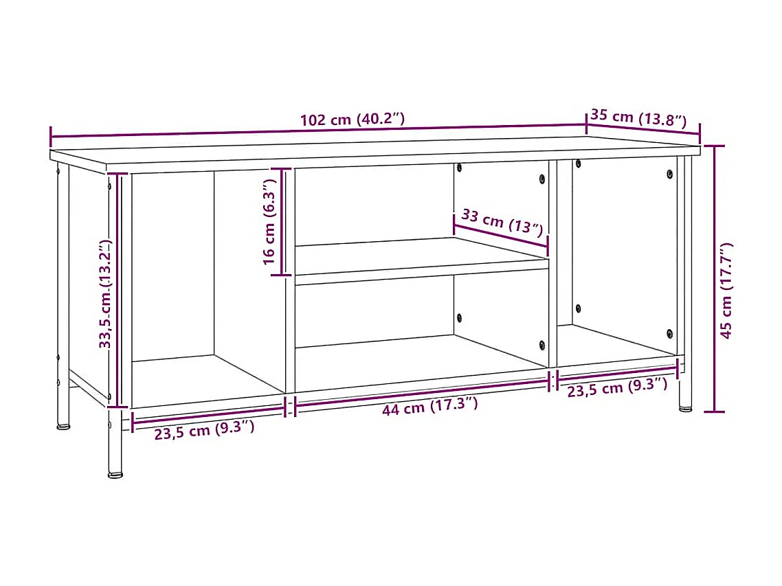 TV-Schrank Räuchereiche 102x35x45 cm Holzwerkstoff
