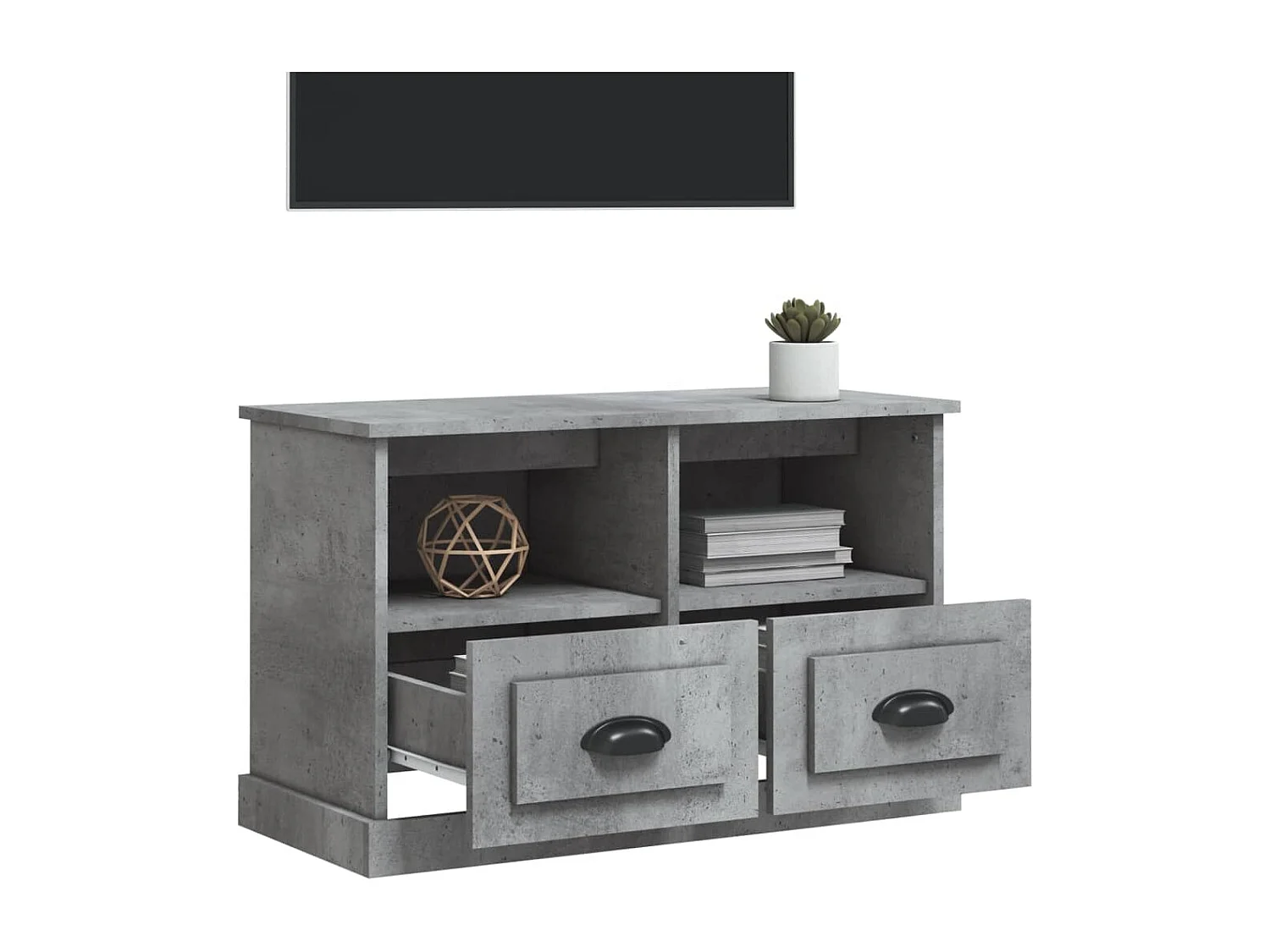 Tv-meubel 80x35x50 cm bewerkt hout betongrijs