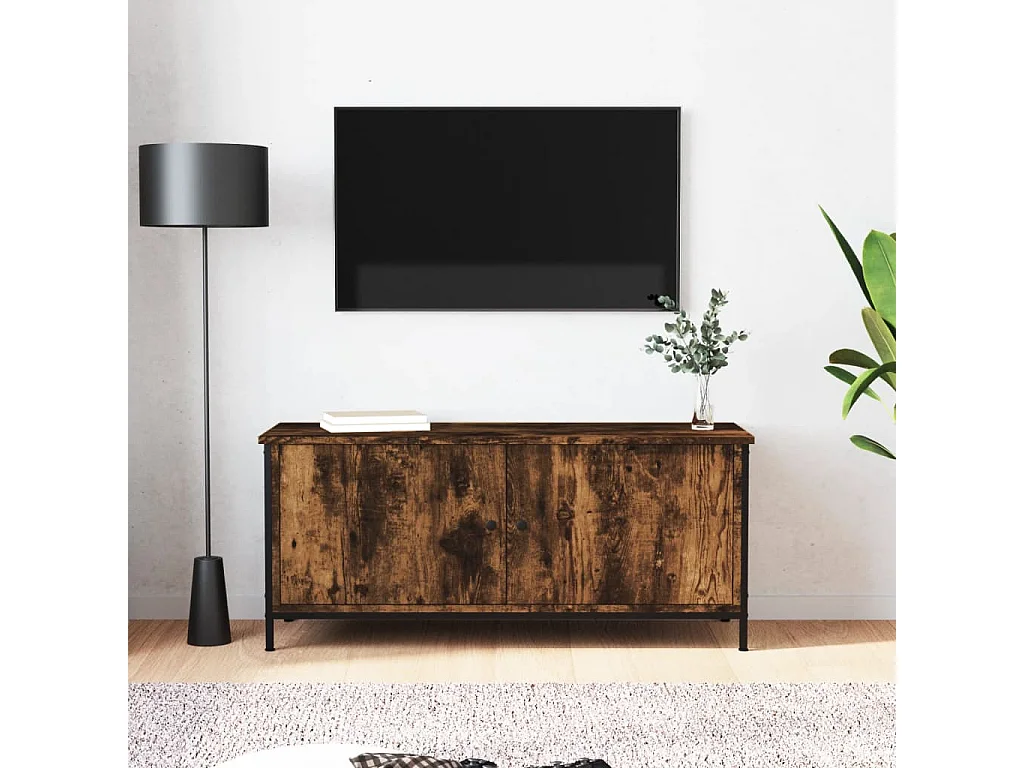 TV-Schrank mit Türen Räuchereiche 102x35x45 cm Holzwerkstoff