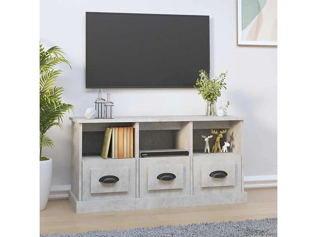 Tv-meubel 100x35x50 cm bewerkt hout betongrijs