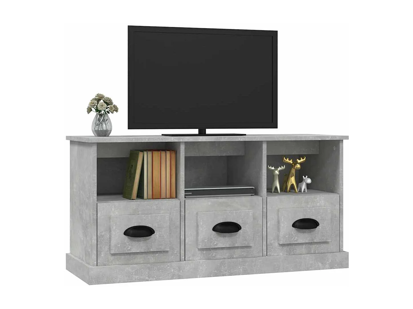 Tv-meubel 100x35x50 cm bewerkt hout betongrijs