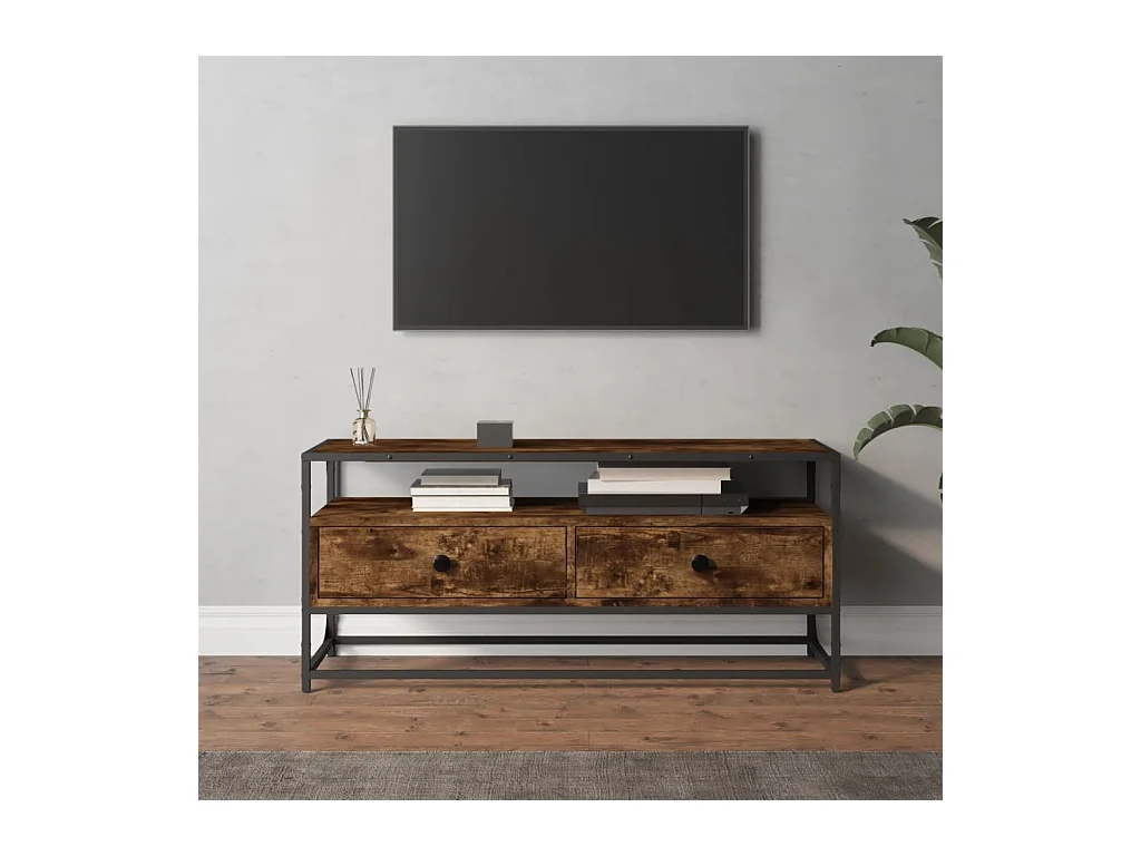 Mobile Porta TV Rovere Fumo 100x35x45 cm in Legno Multistrato