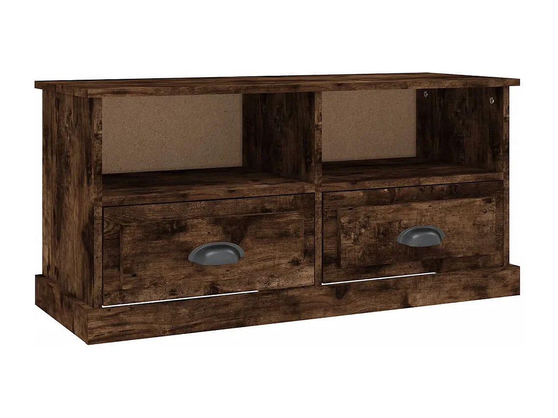 Meuble TV chêne fumé 93x35,5x45 cm bois d'ingénierie