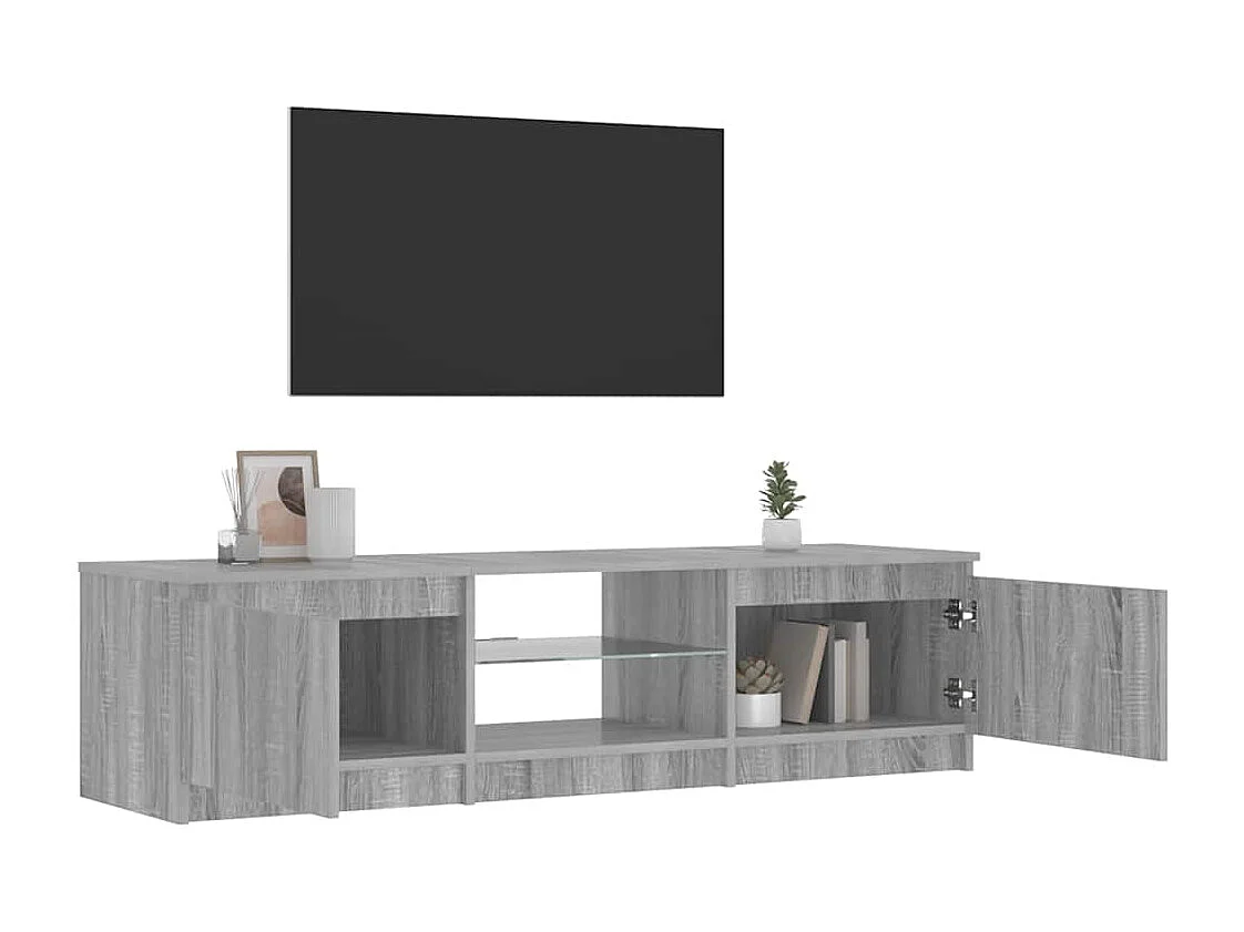 Meuble TV avec lumières LED Sonoma gris 140x40x36 cm