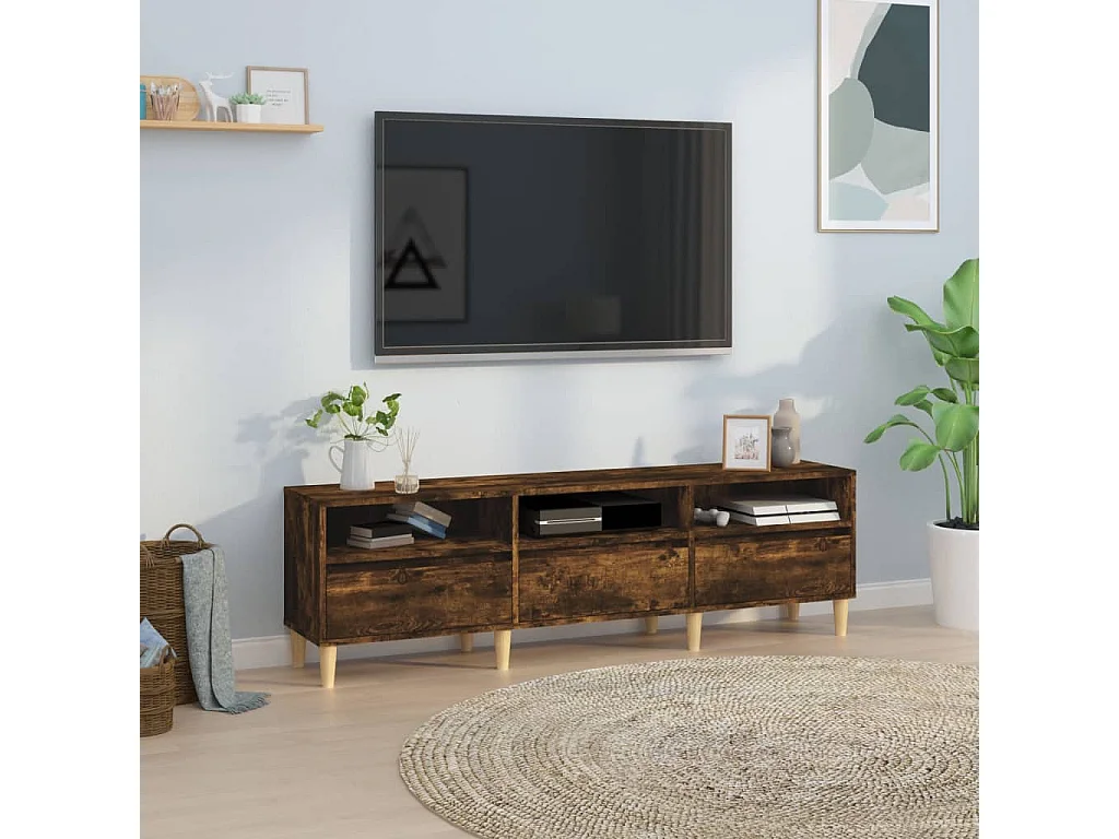 Móvel de TV 150x30x44,5 cm derivados de madeira carvalho fumado