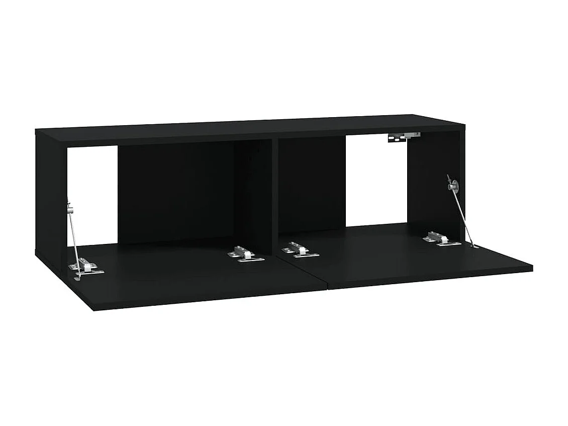 Muebles TV pared 2 uds madera contrachapada negro 100x30x30 cm