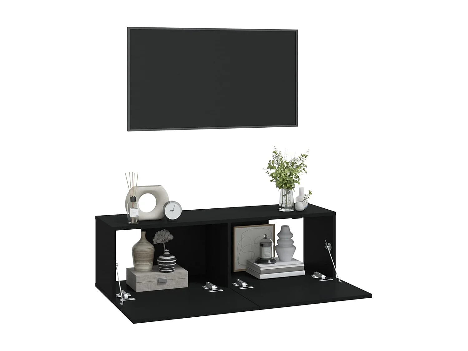 Meubles TV muraux 2 pcs noir 100x30x30 cm bois d'ingénierie