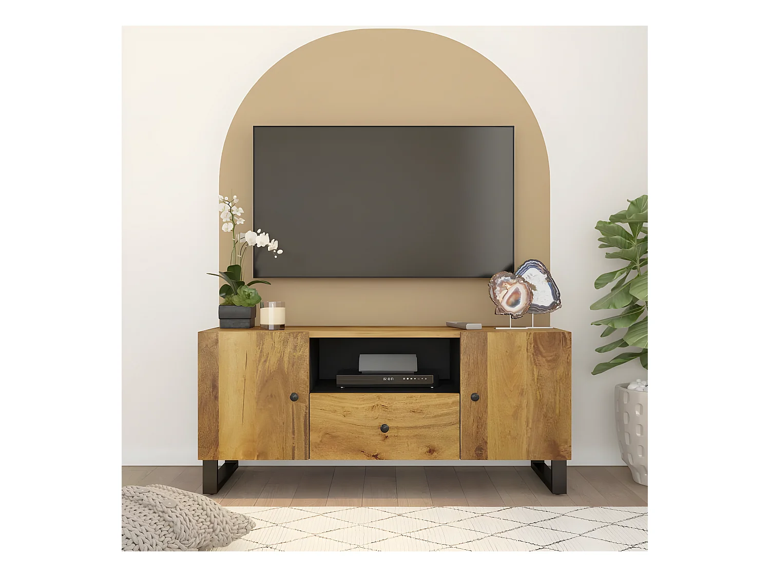 TV-Schrank 105x33,5x46 cm Massivholz Mango & Holzwerkstoff