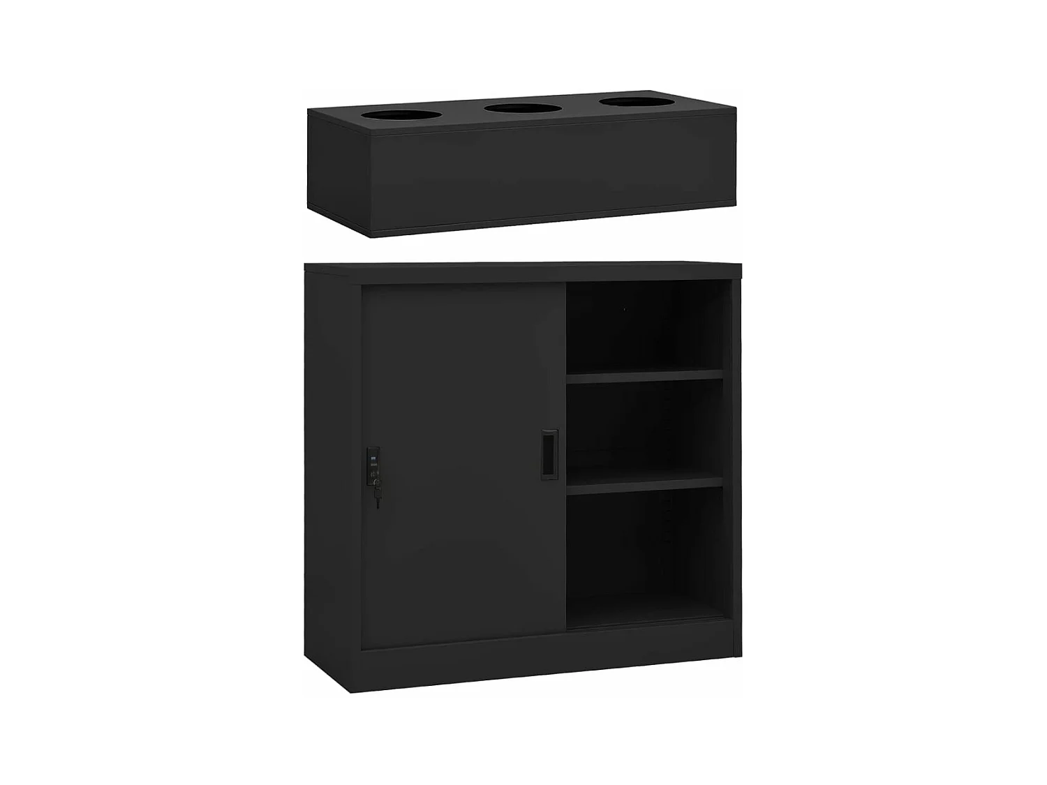 Armoire à portes coulissantes avec jardinière Anthracite Acier