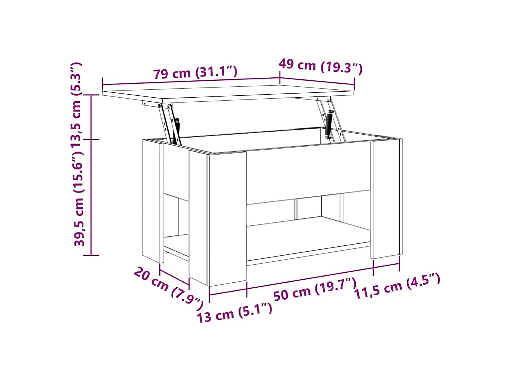 Couchtisch Sonoma-Eiche 79x49x41 cm Holzwerkstoff