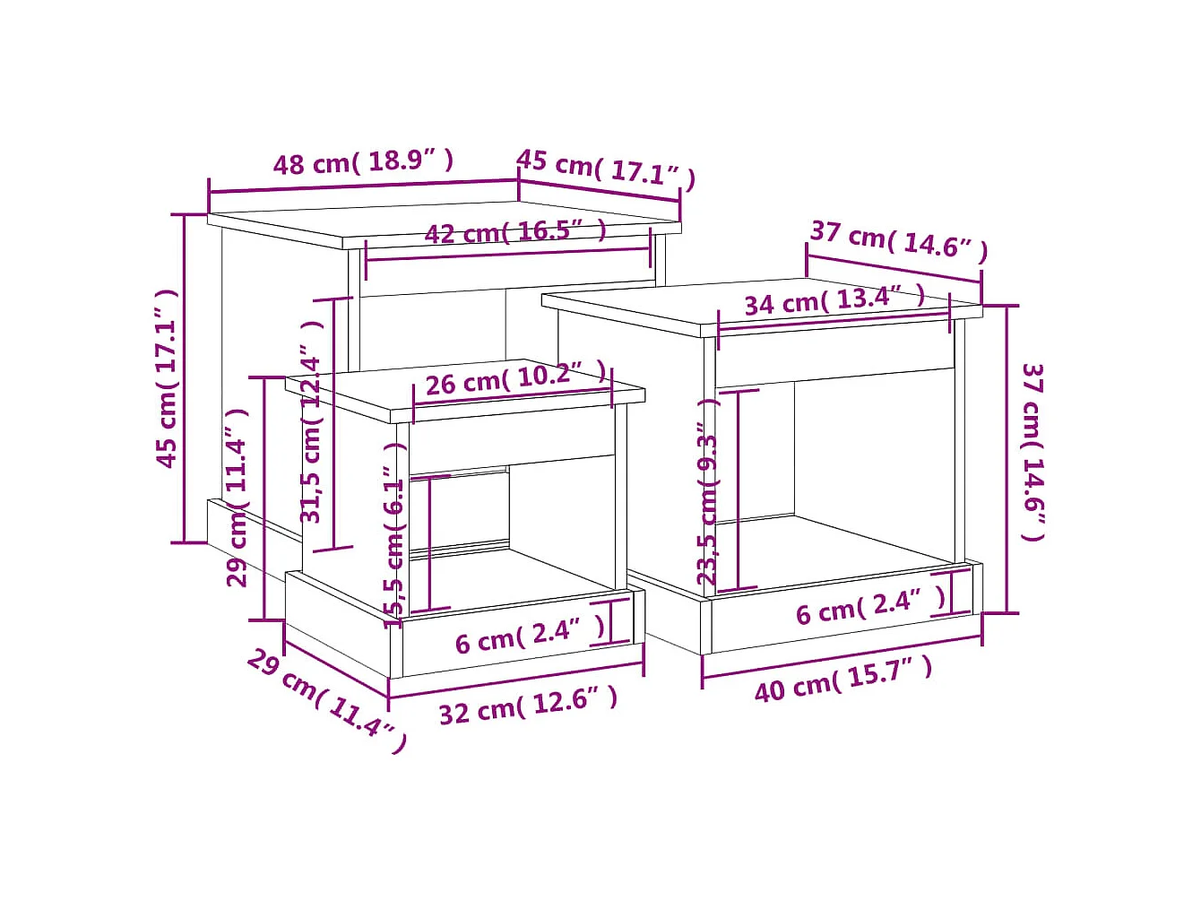 Tavolini da Salotto 3 pz Bianco Lucido in Legno Multistrato