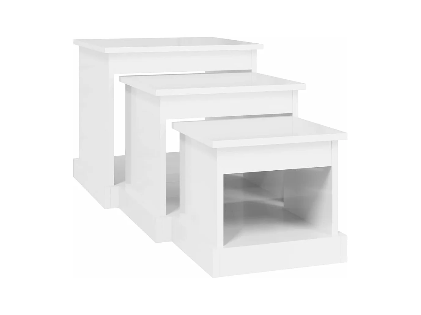 Tavolini da Salotto 3 pz Bianco Lucido in Legno Multistrato