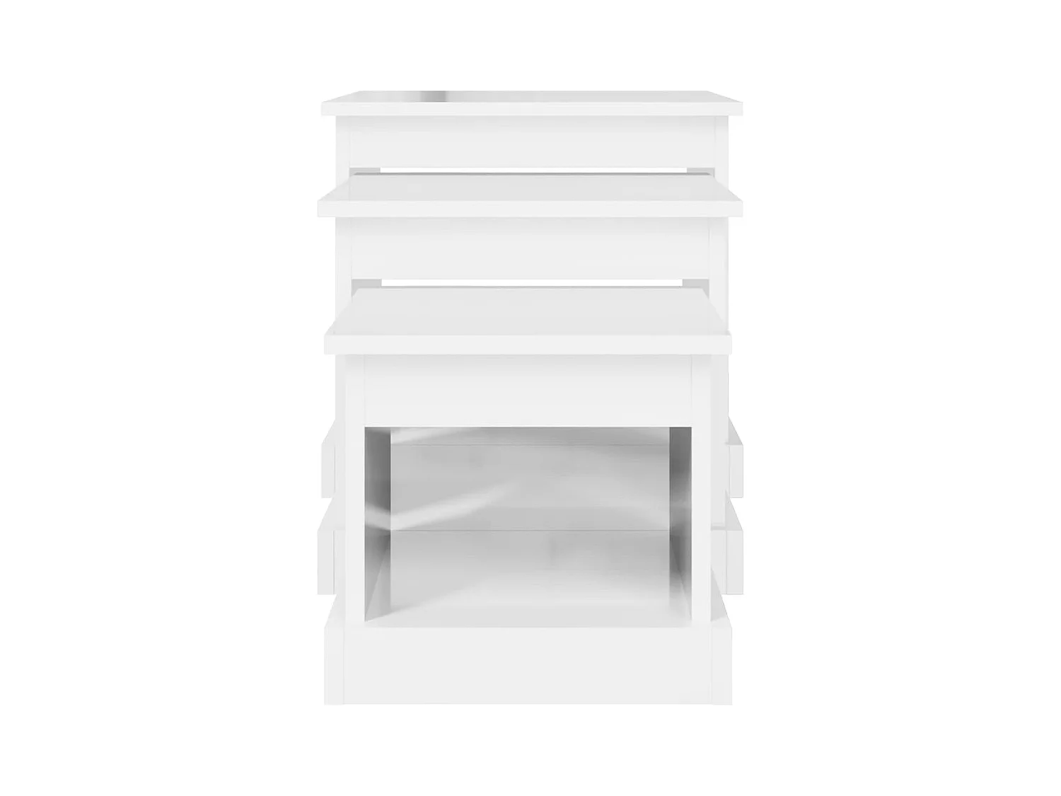 Tavolini da Salotto 3 pz Bianco Lucido in Legno Multistrato