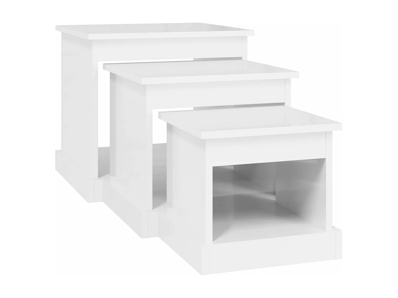 Tables basses 3 pcs blanc brillant bois d'ingénierie