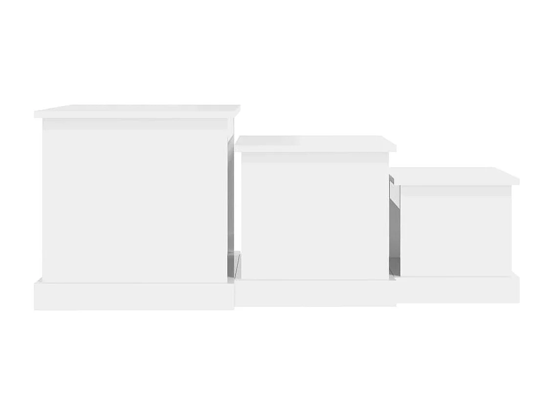 Tables basses 3 pcs blanc brillant bois d'ingénierie