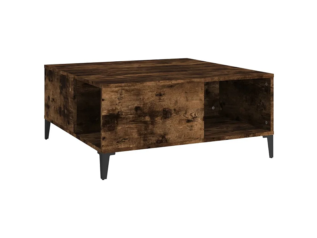 Table basse chêne fumé 80x80x36,5 cm bois d'ingénierie