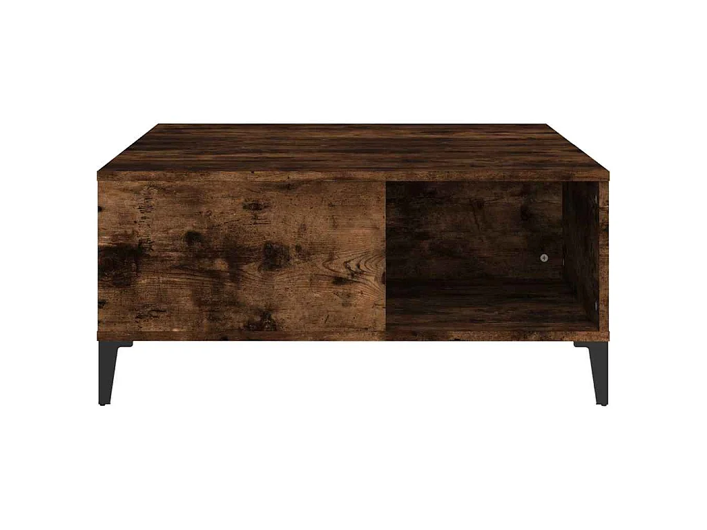 Table basse chêne fumé 80x80x36,5 cm bois d'ingénierie
