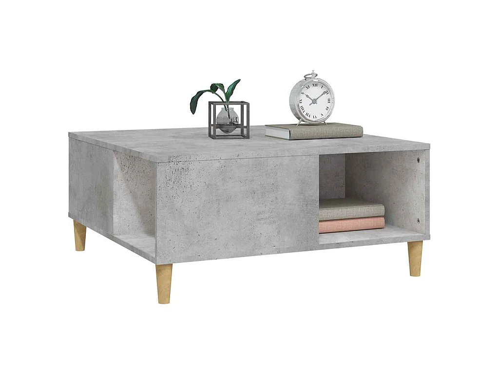 Table basse gris béton 80x80x36,5 cm bois d'ingénierie
