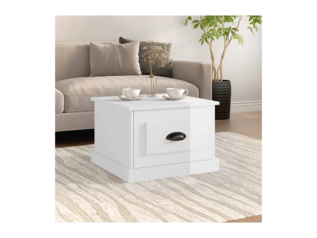 Table basse blanc brillant 50x50x35 cm bois d'ingénierie