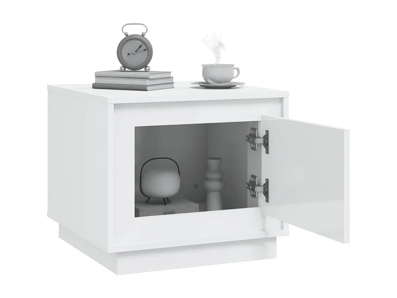 Salontafel 51x50x44 cm bewerkt hout hoogglans wit