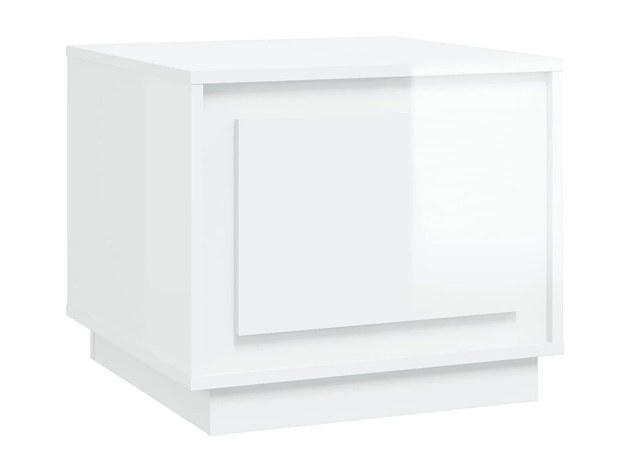 Tavolino da Salotto Bianco Lucido 51x50x44 cm Legno Multistrato