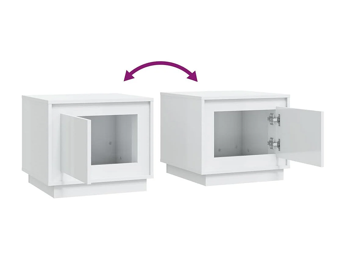 Tavolino da Salotto Bianco Lucido 51x50x44 cm Legno Multistrato