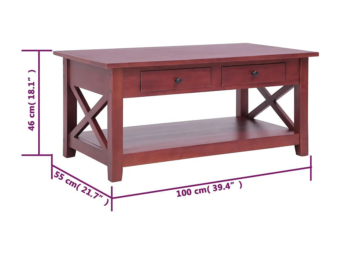 Couchtisch Braun 100×55×46 cm Massivholz Mahagoni