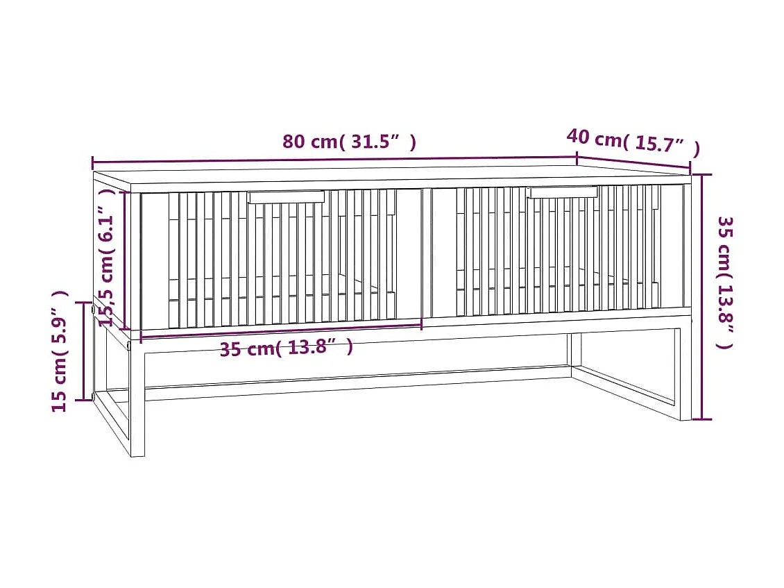 Table basse 80x40x35 cm Bois d'ingénierie et fer
