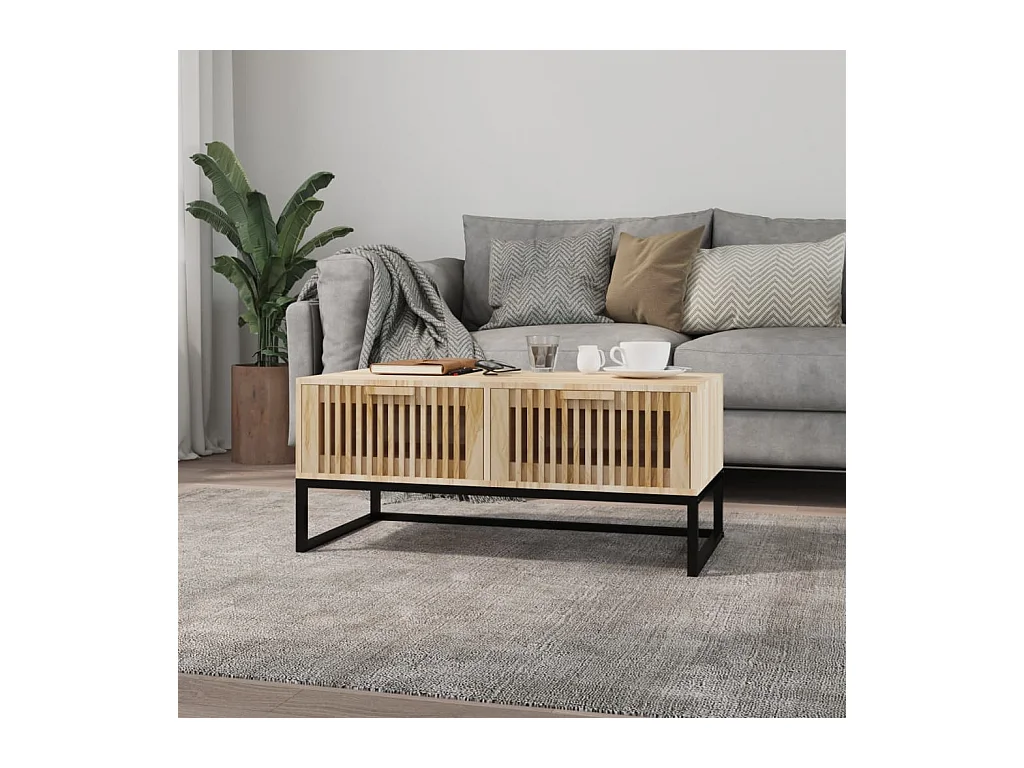 Table basse 80x40x35 cm Bois d'ingénierie et fer