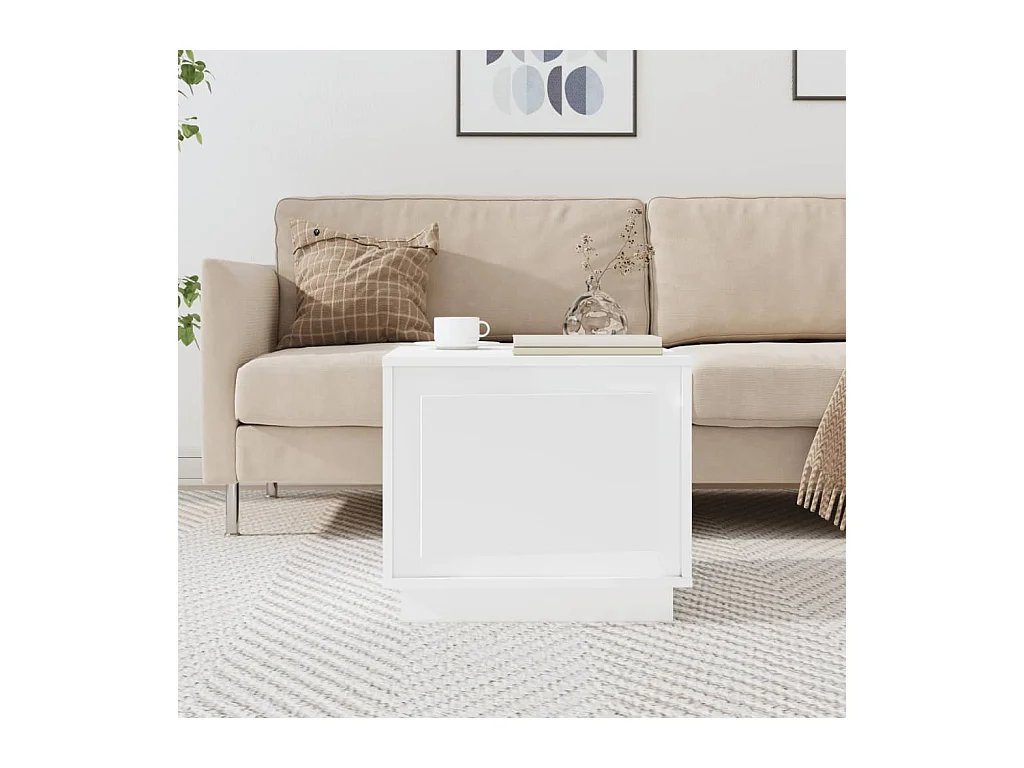 Table basse blanc 51x50x44 cm bois d'ingénierie
