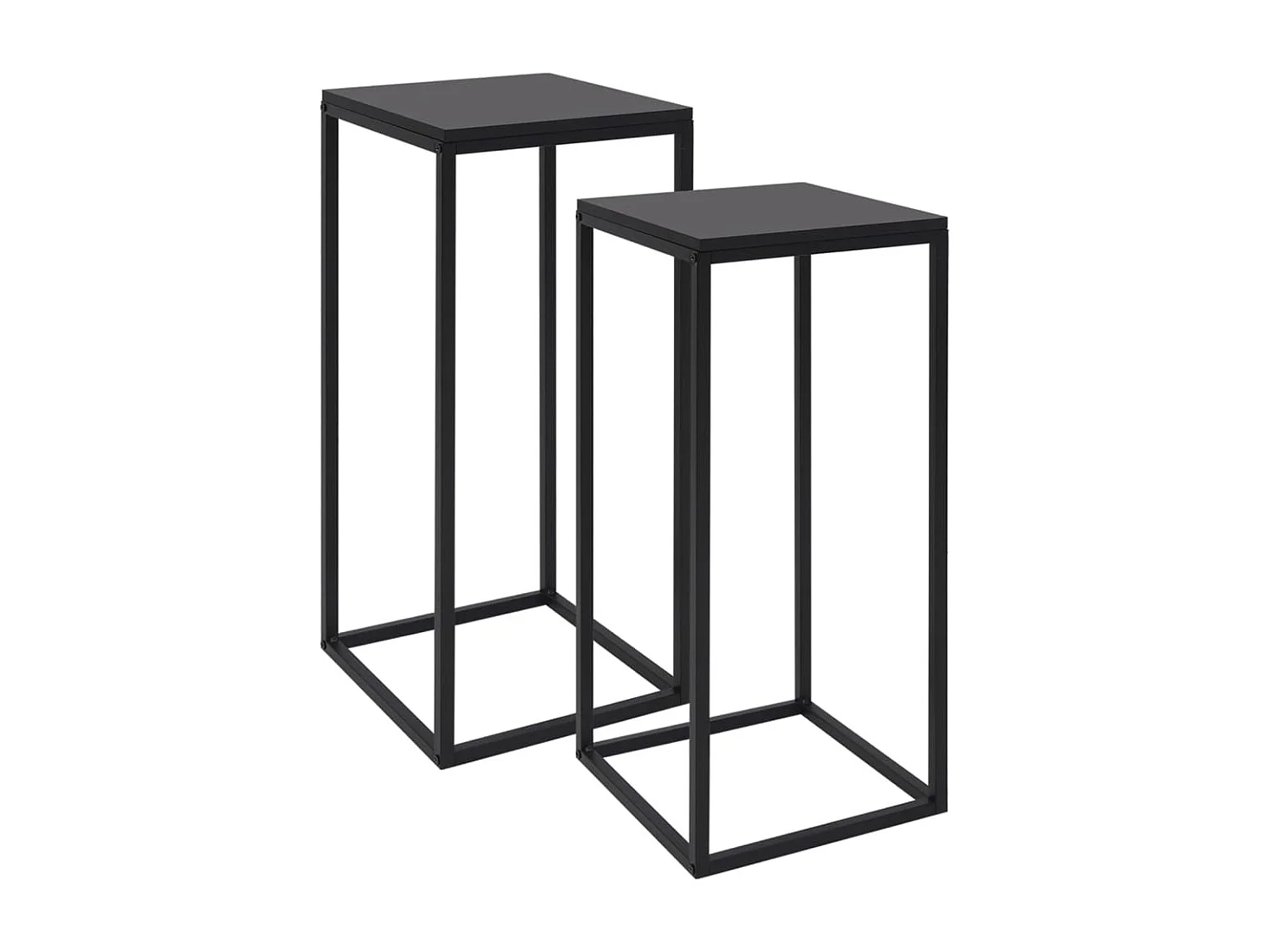 Tables d'appoint 2 pcs Noir Acier