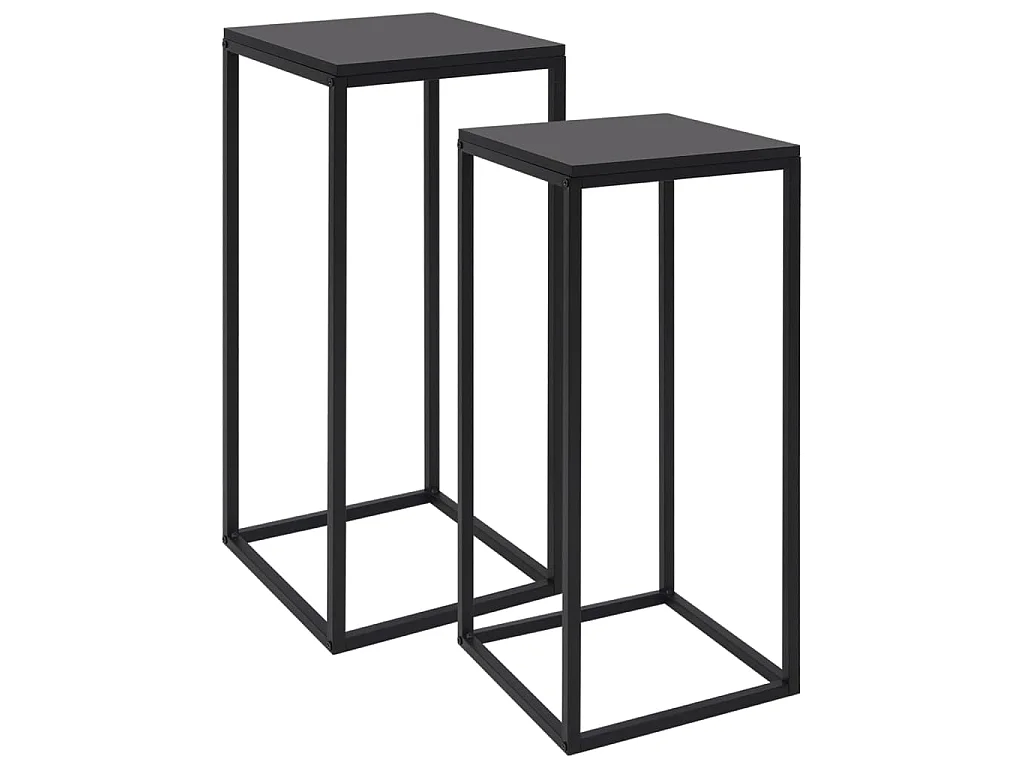Bijzettafels 2 st staal zwart