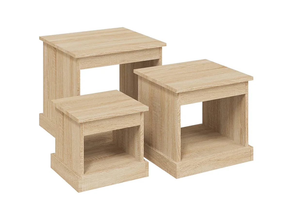 Tables basses 3 pcs chêne sonoma bois d'ingénierie