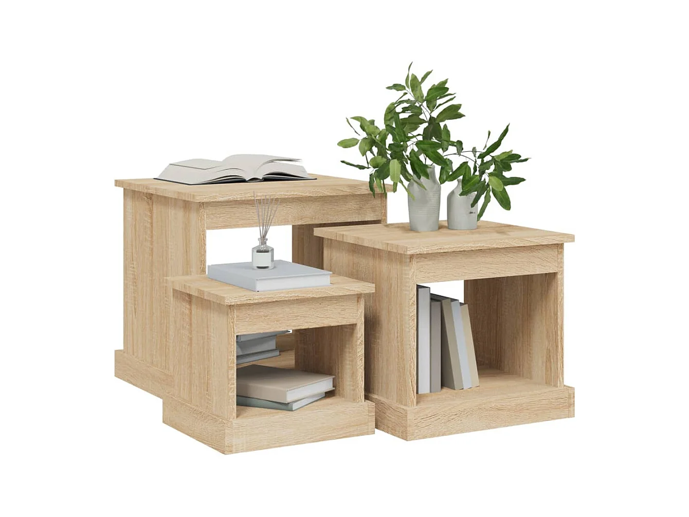 Couchtische 3 Stk. Sonoma-Eiche Holzwerkstoff
