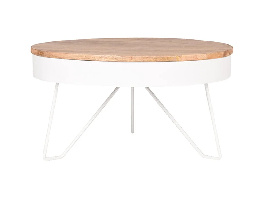 Table basse Saran 80x80x43 cm Bois/Blanc