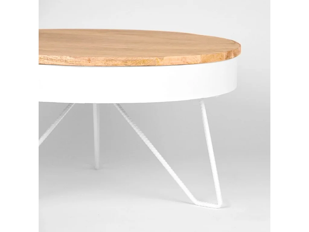 Table basse Saran 80x80x43 cm Bois/Blanc