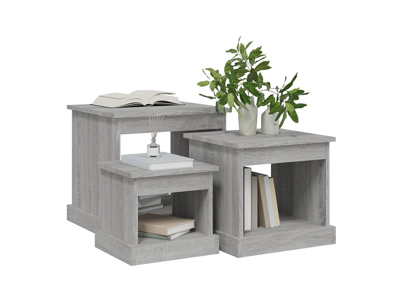 Couchtische 3 Stk. Grau Sonoma Holzwerkstoff