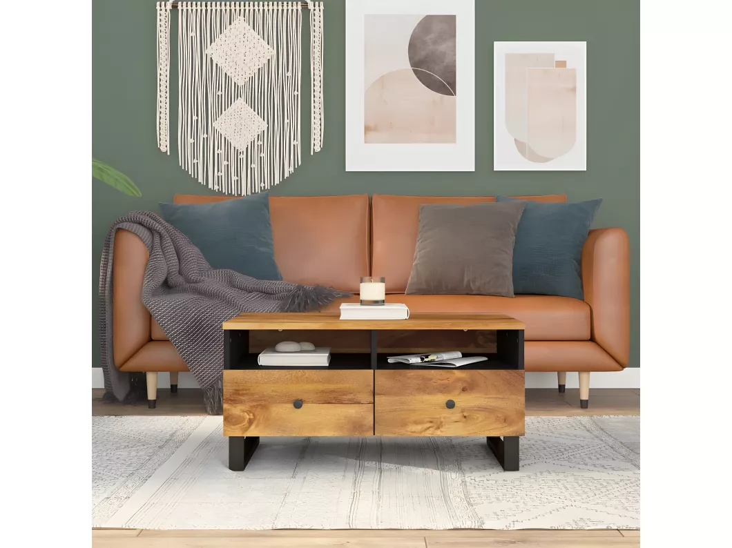 Kauf Unique Couchtisch 80x54x40 cm Massivholz Mango & Holzwerkstoff