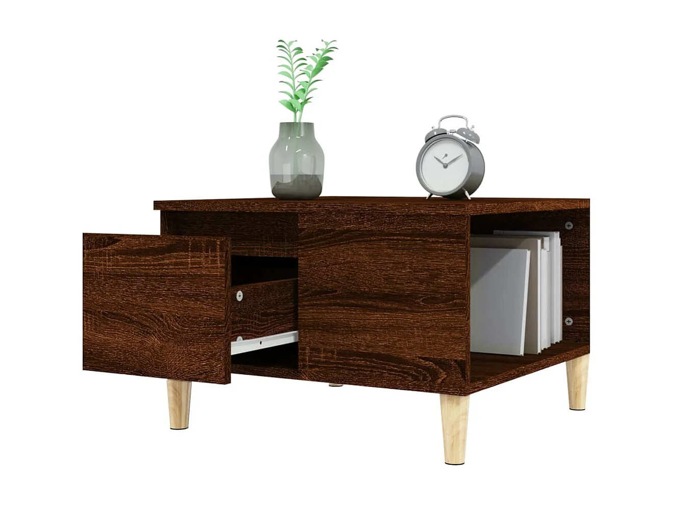 Mesa de centro madera contrachapada roble marrón 55x55x36,5 cm