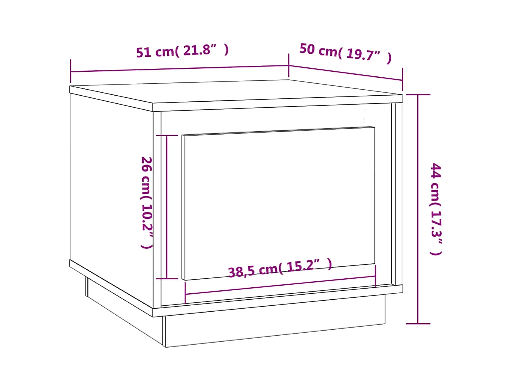 Salontafel 51x50x44 cm bewerkt hout bruin eikenkleur