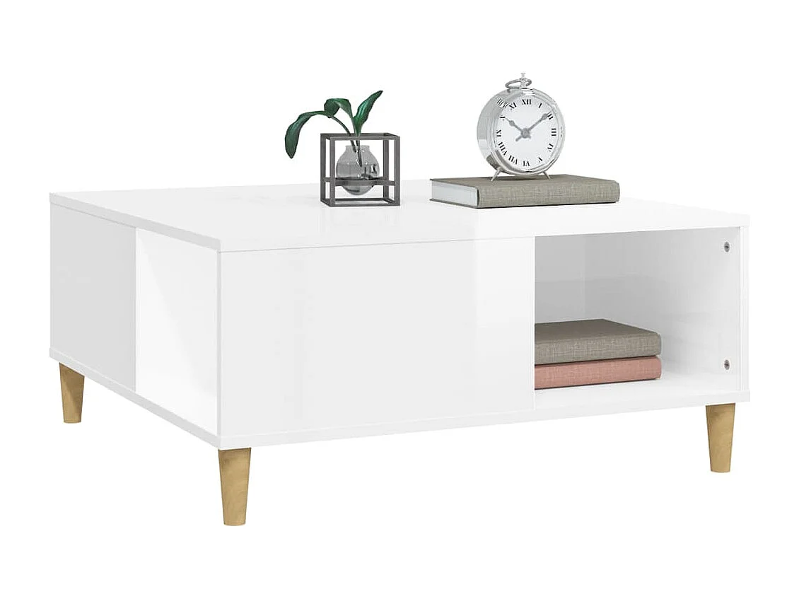 Mesa de centro 80x80x36,5 cm derivados madeira branco brilhante