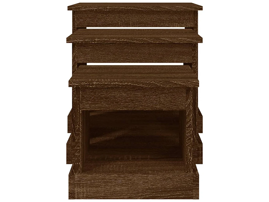 Tables basses 3 pcs chêne marron bois d'ingénierie