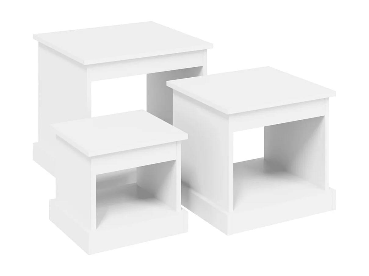 Mesas de centro 3 pcs derivados de madeira branco