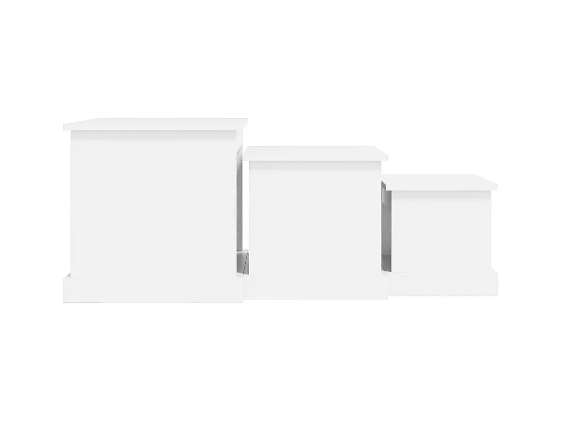 Mesas de centro 3 uds madera de ingeniería blanco