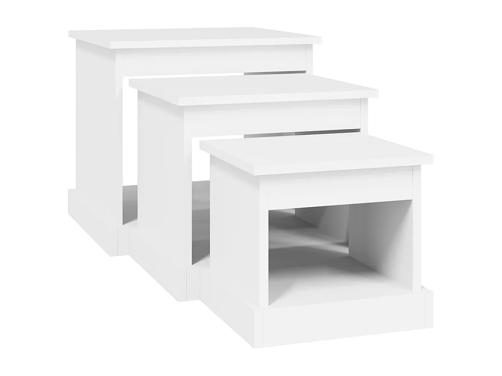 Tables basses 3 pcs blanc bois d'ingénierie