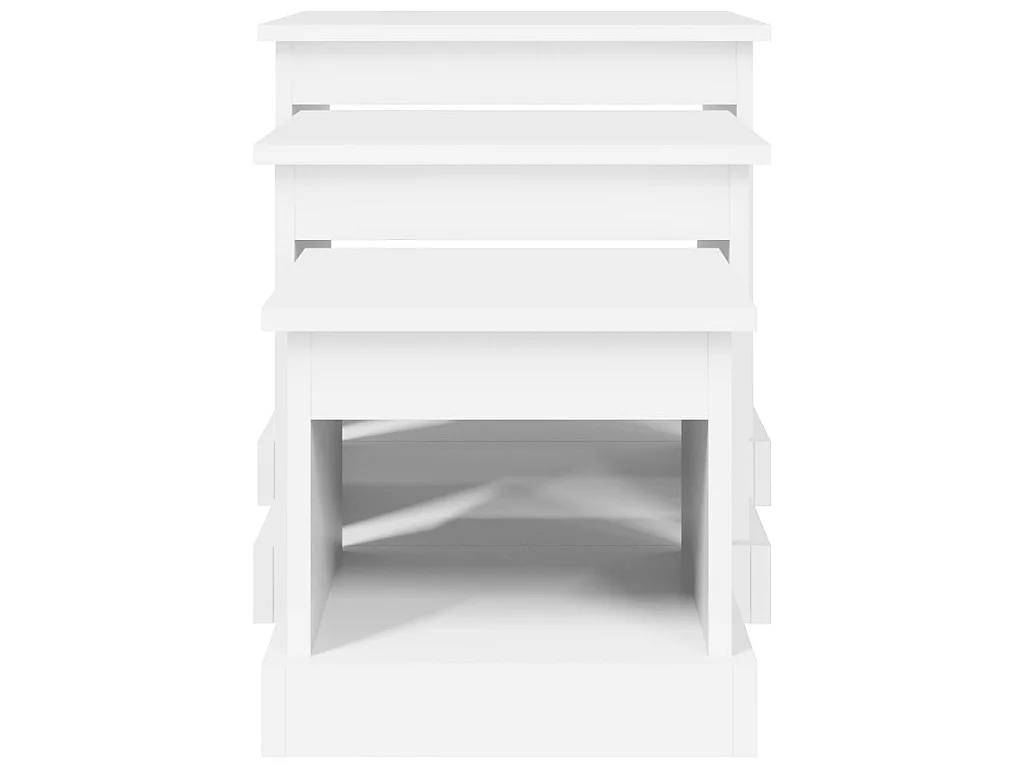 Tables basses 3 pcs blanc bois d'ingénierie