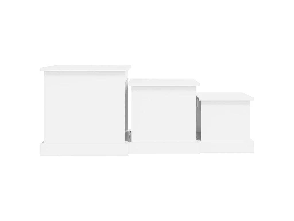 Tables basses 3 pcs blanc bois d'ingénierie