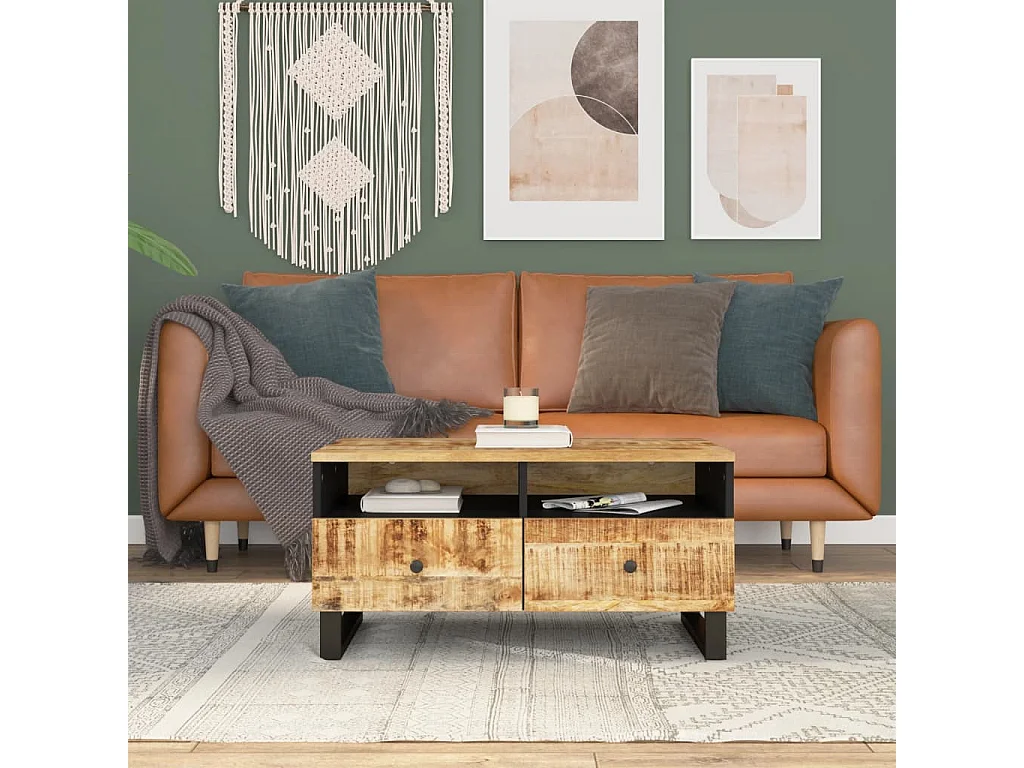 Table basse 80x54x40 cm Bois de manguier solide et d'ingénierie